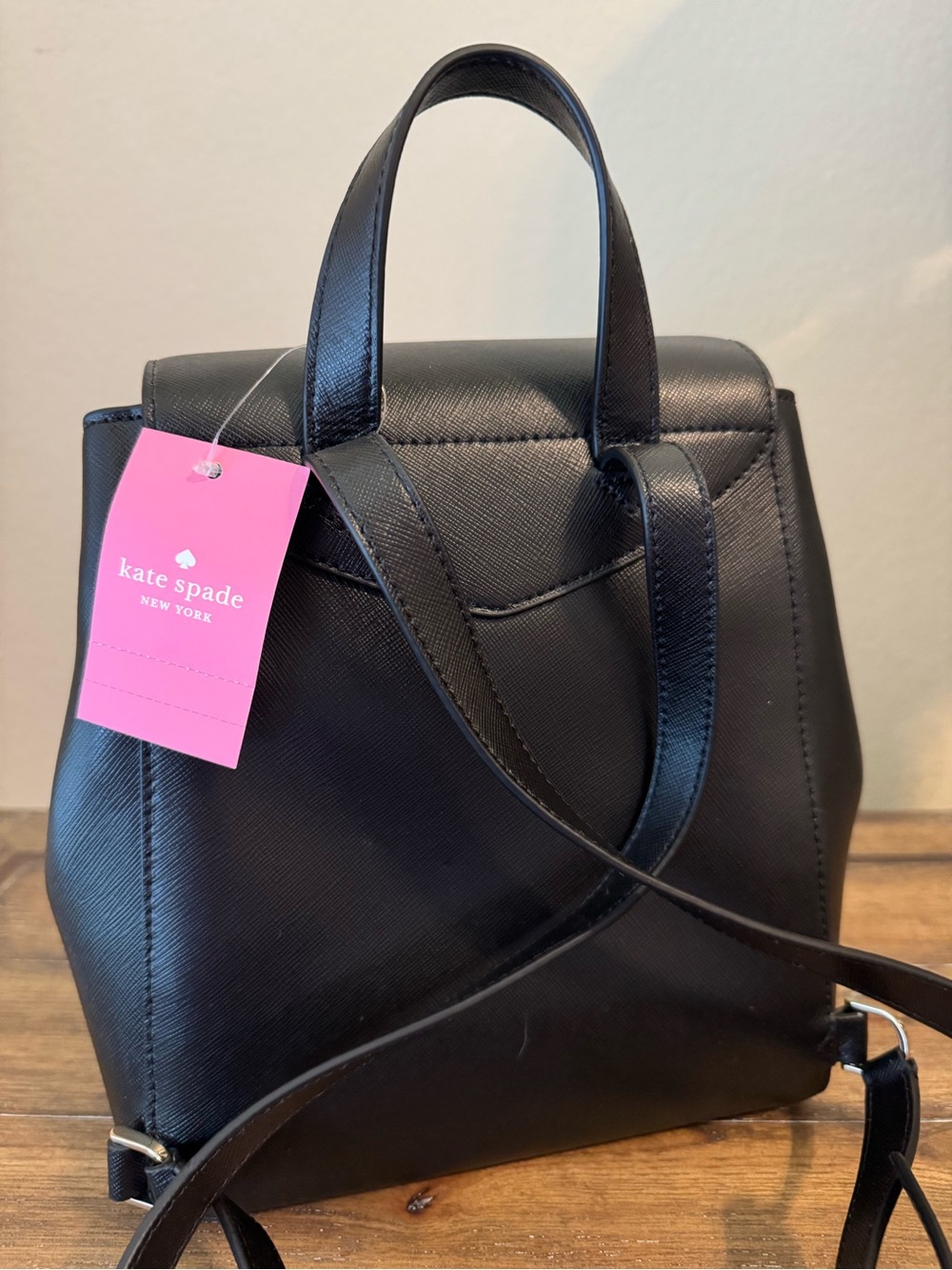 Kate Spade Black, Medium Lizzie, Saffiano Leather Backpack - New With Tags - Picture 4 of 5